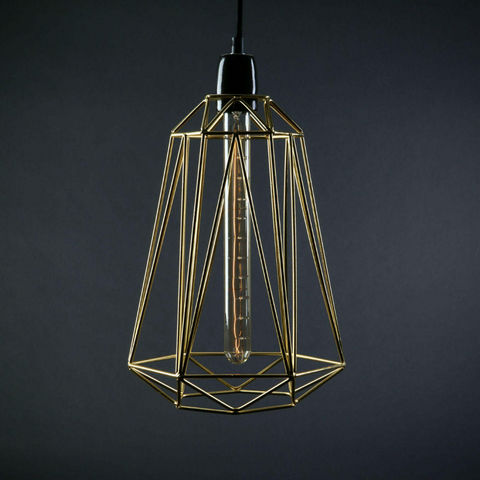 Filament Style - Suspension-Filament Style-DIAMOND 5 - Suspension Or câble Noir Ø21cm | Lampe